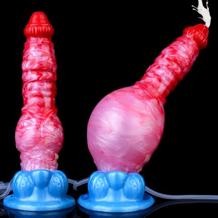 Squirting Inflatable Butt Plug Strapon Pegging Prostate Massager Dog Dildo Sex Toys 9.37Inch