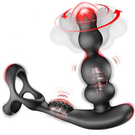 Anal vibrator with remote control – 360° rotating prostate vibrator with cock ring